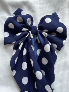 Navy Polka Dot Hair Bow