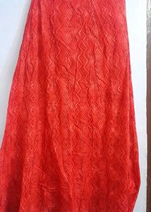 Beige &amp; Red Trim Traditional Kurti and skirt