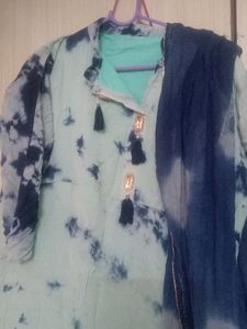 A LineTie Dye Kurti   With Dupatta