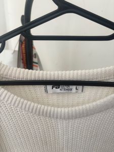 White Knitted Pullover Sweater