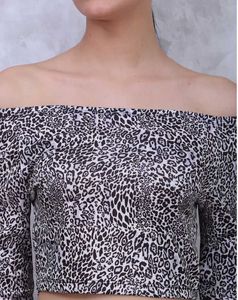 Chic Animal Print Off-Shoulder Top
