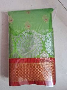 Elegant Green &amp; Red Saree