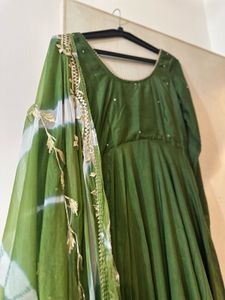 Green Embroidered Anarkali Suit Never Used