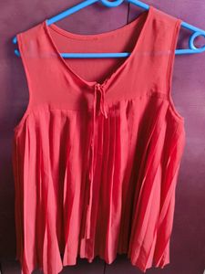 Coral Pleated Tank Top