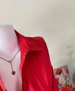 Red Pure Cotton Fitted Shirt