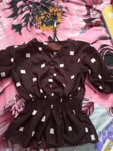 Coffee Colour Crop Top For Girls