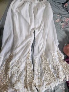White Embroidered Palazzos