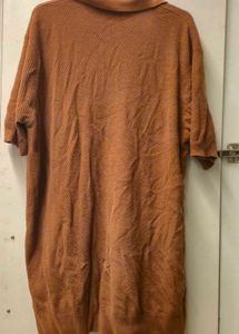 Rust Colored Knit Polo Shirt