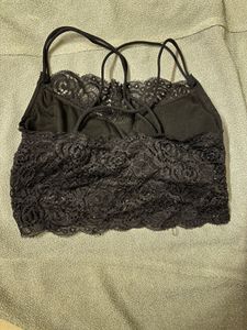 Black Lacy Criss Cross Back Bralette Padded