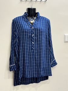 Zara Navy blue Cotton Silk Dress