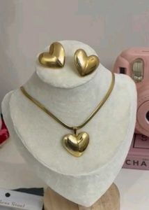 Dual Shade Heart Pendant set Anti Tarnish