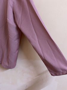 Elegant Mauve/onion Ruffle Neck Top