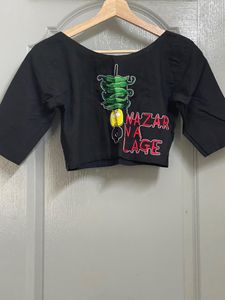Cotton Black Blouse Sized 38
