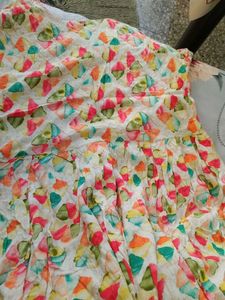 Colorful Printed Dress with Embellished Neckline