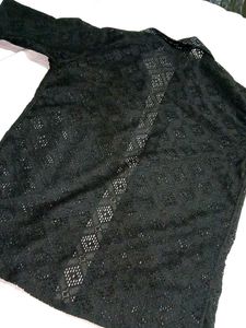 Black Lace Short Sleeve Top