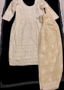 Beautiful Beige Suit Thread Work