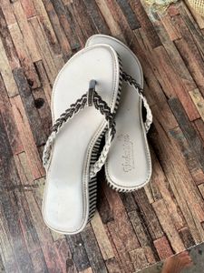 White braided sandals