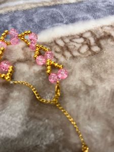 Pink &amp; Gold heart Beaded Bracelet