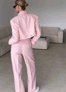 (Zara Copy) Pink crop Blazer jacket With Long Pant