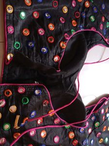Black Padded Mirror Work Blouse