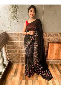 Black ND Red Sequin Saree