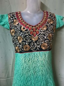 Size 38 Bust. Velvet Embroidery Long Frock