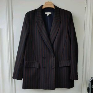 Double Breasted Blazer H&amp;M Blue and brown stripes