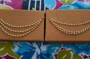 Pearl &amp; Gold Layered earrings chain