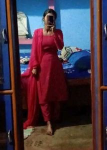 Stitch Bright Pink Textured Fabric Suit