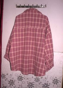 Pink Plaid Flannel Shirt Woollen