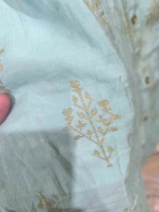Sky Blue Golden Detailed Kurti.