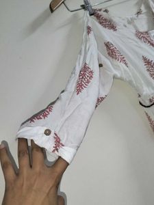 Floral Print Short Kurti With ties Knot