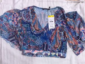 ZUDIO MULTICOLOR VNECK CROP TOP