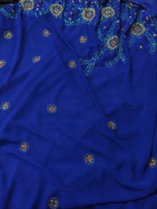 Royal Blue Embellished Saree