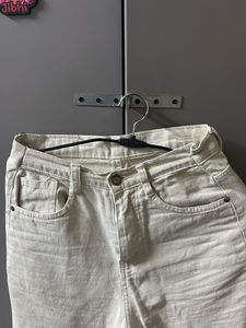 Beige Straight Leg Jeans