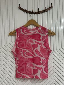 Pink Heart Print Top