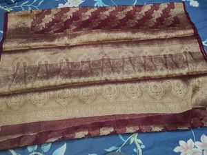 Elegant Brown &amp; Gold Saree