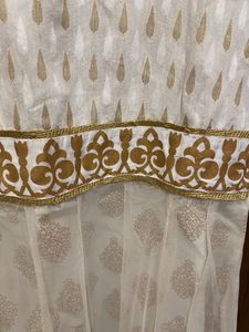 Off White Net Kurthi With Dupatta