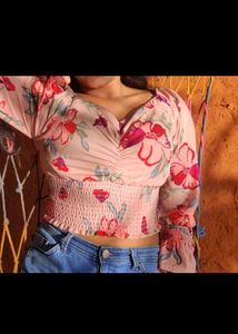 Floral Balloon Sleeves Top