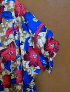 XXL Floral Print Button Down Top