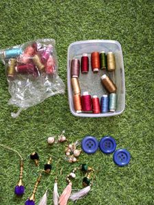 Beautiful Silk Thread Combo With Latkans Buttons