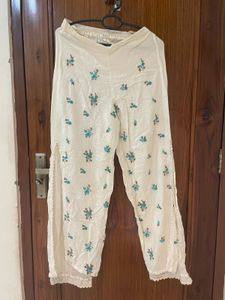 Floral Embroidered Palazzo Pants