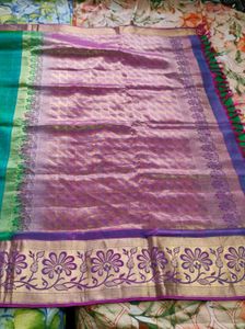 Elegant Green &amp; Pink Saree