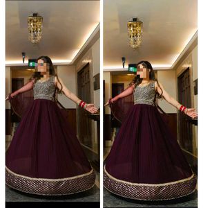 Festive Crepe Embroidered Women Ethnic Gown Set