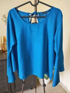 Blue Flowy Sleeve Top