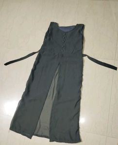 Ladies Solid Georgette Frontslit Kurta (Gray)