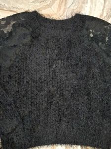 Black Fuzzy Lace Sweater