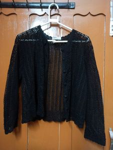 Black Crochet Cardigan