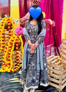 Blue Printed Chanderi Silk Kurta