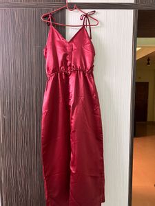 Maroon Satin Dress